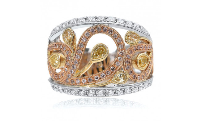 Roman & Jules Three Tone 18k Gold Diamond Ring - 1080-1
