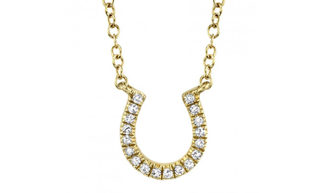 Shy Creation 14k Yellow Gold Diamond Horseshoe Necklace - SC55002924