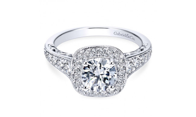 Gabriel & Co. 14k White Gold Victorian Halo Engagement Ring - ER7293W44JJ