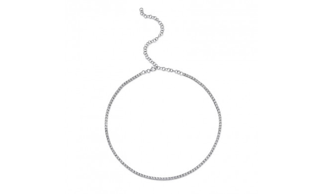 Shy Creation 14k White Gold Diamond Tennis Necklace - SC55009469