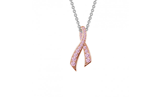 Lafonn Pink Ribbon Pendant Necklace - P0172CPP18