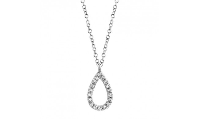 Shy Creation 14k White Gold Diamond Pear Necklace - SC55010067