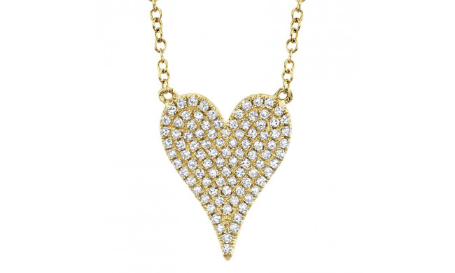 Shy Creation 14k Yellow Gold Diamond Pave Heart Necklace - SC55002005