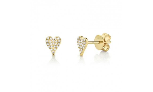 Shy Creation 14k Yellow Gold Diamond Pave Heart Stud Earrings - SC55006718