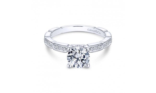 Gabriel & Co. 14k White Gold Victorian Straight Engagement Ring - ER13914R4W44JJ