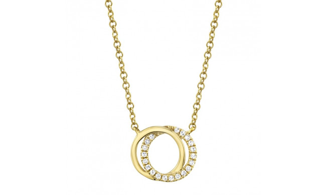 Shy Creation 14k Yellow Gold Diamond Love Knot Circle Necklace - SC55009638