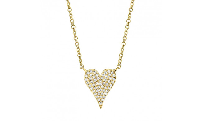 Shy Creation 14k Yellow Gold Diamond Pave Heart Necklace - SC55006926