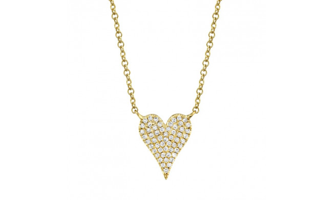 Shy Creation 14k Yellow Gold Diamond Pave Heart Necklace - SC55006926