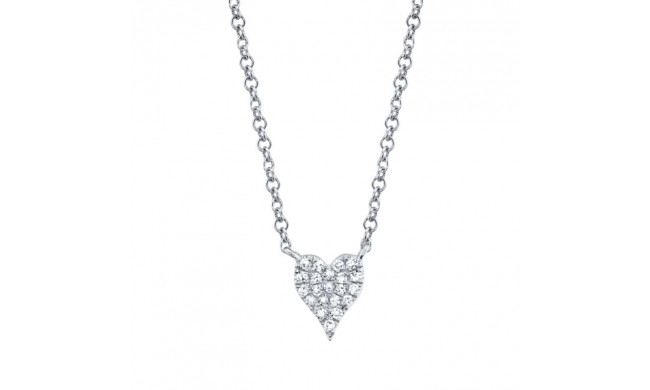 Shy Creation 14k White Gold Diamond Pave Heart Necklace - SC55006732