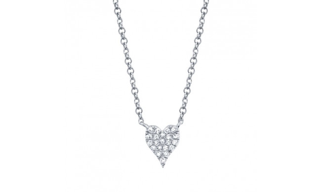 Shy Creation 14k White Gold Diamond Pave Heart Necklace - SC55006732