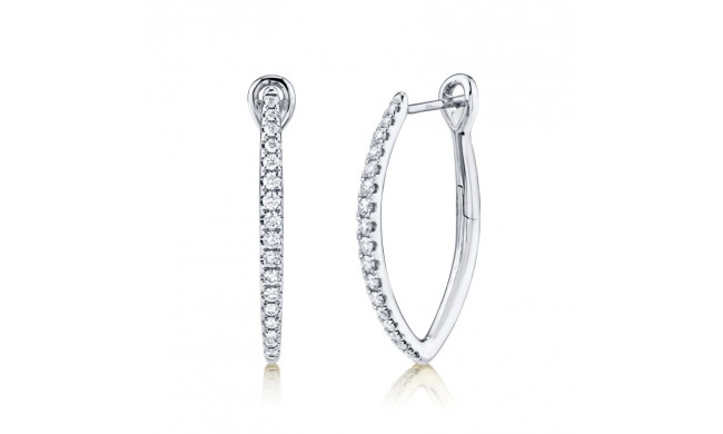 Shy Creation 14k White Gold Diamond Hoop Earrings - SC22005493