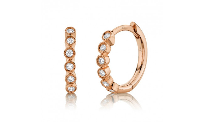 Shy Creation 14k Rose Gold Diamond Huggie Earrings - SC55006357