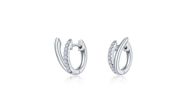 Lafonn Platinum V-Shaped Hugge Earrings - E0526CLP00