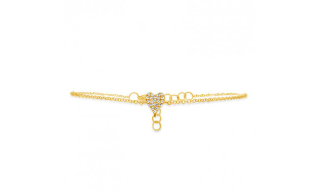 Shy Creation 14k Yellow Gold Diamond Pave Heart Bracelet - SC55007634