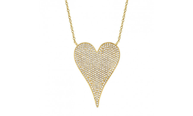 Shy Creation 14k Yellow Gold Diamond Heart Necklace - SC55002485