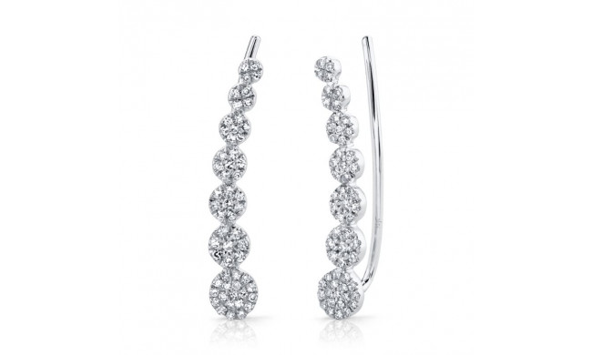Shy Creation 14k White Gold Diamond Ear Crawler Earrings - SC55002407