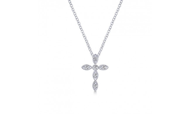 Gabriel & Co. 14k White Gold Faith Diamond Religious Cross Necklace - NK2210W45JJ