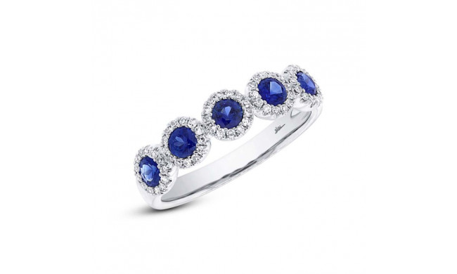 Shy Creation 14k White Gold Diamond Blue Sapphire Band - SC55002750