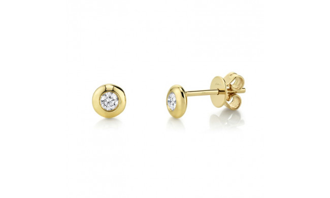 Shy Creation 14k Yellow Gold Diamond Bezel Stud Earrings - SC55004064