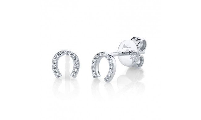 Shy Creation 14k White Gold Diamond Horseshoe Stud Earrings - SC55002889