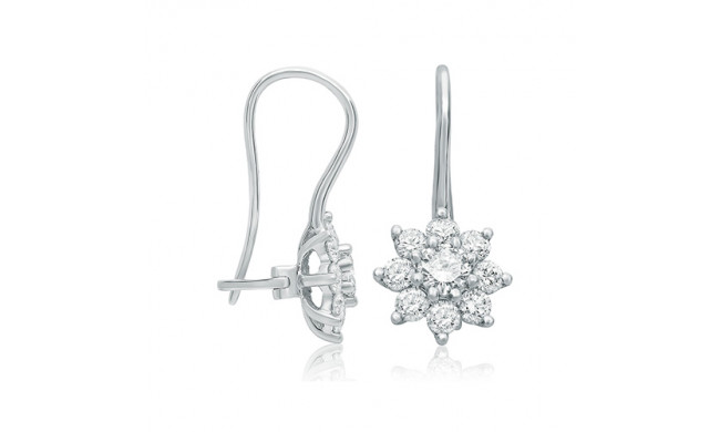 Roman & Jules 14k White Gold Flowering White Diamond Earrings - ke2524w