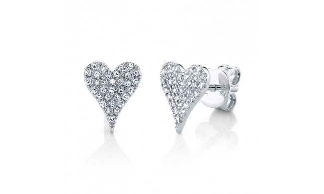 Shy Creation 14k White Gold Diamond Pave Heart Stud Earrings - SC55006928