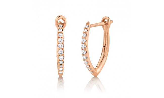 Shy Creation 14k Rose Gold Diamond Hoop Earrings - SC22005492