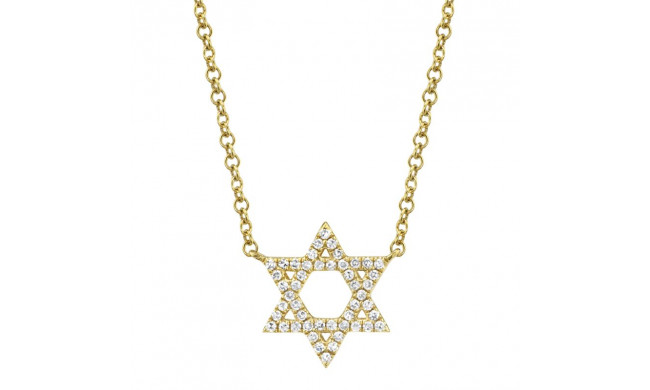 Shy Creation 14k Yellow Gold Diamond Star Of David Necklace - SC55005242