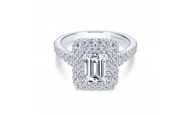 Gabriel & Co. 14k White Gold Rosette Double Halo Engagement Ring - ER13866E4W44JJ