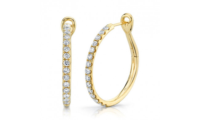 Shy Creation 14k Yellow Gold Diamond Hoop Earrings - SC22005540