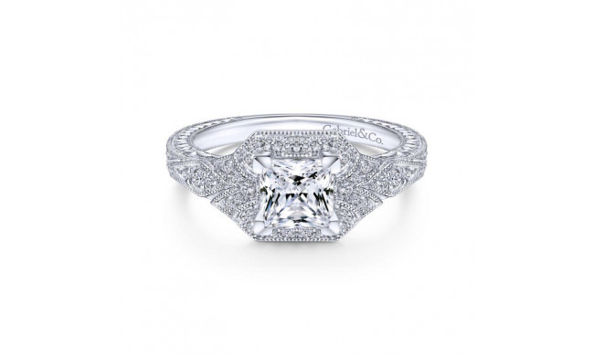 Gabriel & Co. 14k White Gold Art Deco Halo Engagement Ring - ER14442S4W44JJ