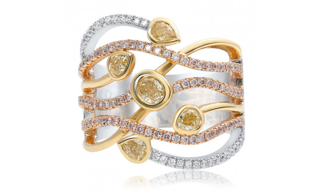Roman & Jules Three Tone 18k Gold Diamond Ring - FR251WRY-18K
