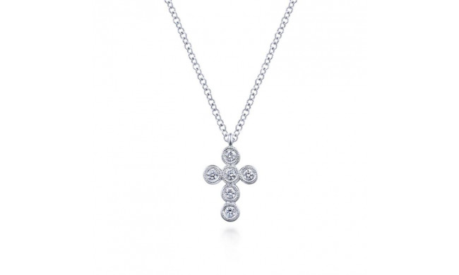 Gabriel & Co. 14k White Gold Faith Diamond Religious Cross Necklace - NK5952W45JJ