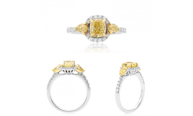 Roman & Jules Two Tone 18k Gold 3 Stone Diamond Engagement Ring - KR2440WY-18K