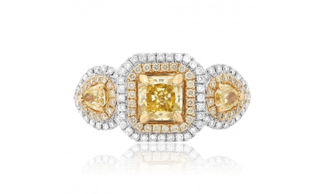 Roman & Jules Two Tone 18k Gold 3 Stone Diamond Engagement Ring - KR2295WY-18K