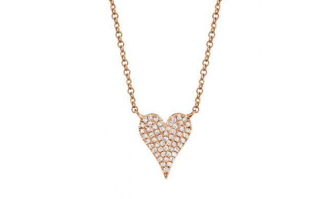 Shy Creation 14k Rose Gold Diamond Pave Heart Necklace - SC55006927