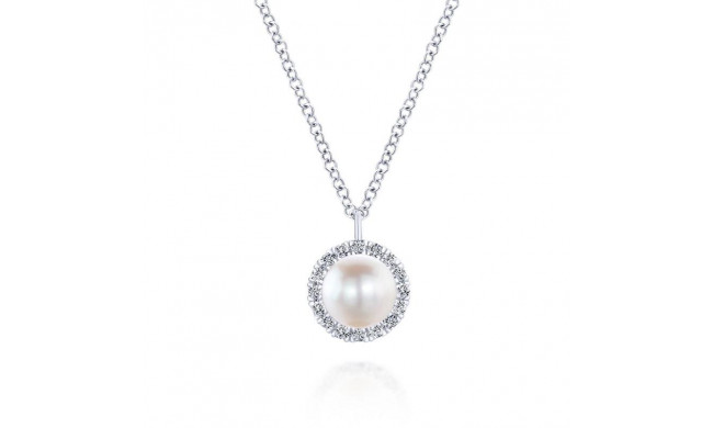 Gabriel & Co. 14k White Gold Grace Pearl & Diamond Necklace - NK5619W45PL