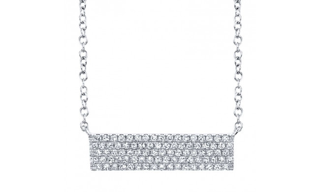 Shy Creation 14k White Gold Diamond Pave Necklace - SC55001719V4