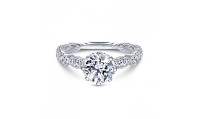 Gabriel & Co. 14k White Gold Victorian Straight Engagement Ring - ER14433R4W44JJ
