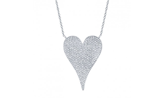 Shy Creation 14k White Gold Diamond Heart Necklace - SC55002484