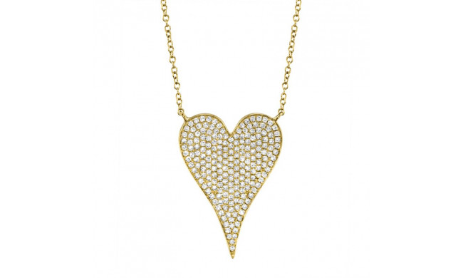 Shy Creation 14k Yellow Gold Diamond Heart Necklace - SC55002482