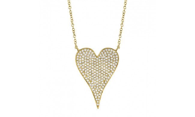 Shy Creation 14k Yellow Gold Diamond Heart Necklace - SC55002482