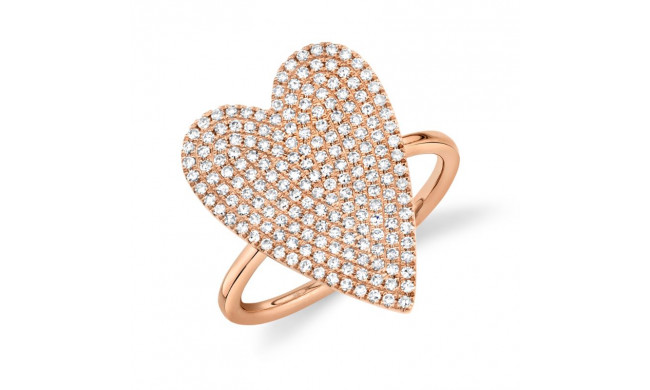 Shy Creation 14k Rose Gold Diamond Pave Heart Womens Ring - SC55009106