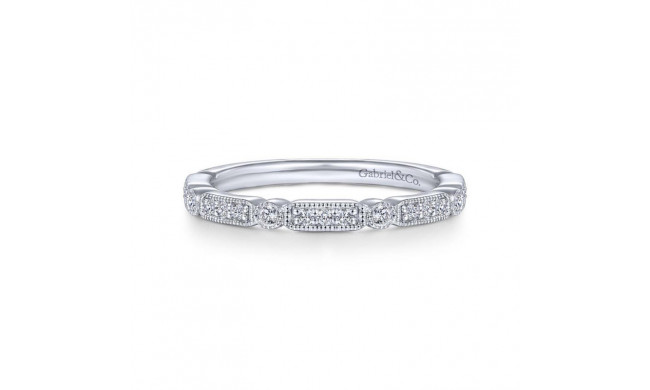 Gabriel & Co. 14k White Gold Victorian Diamond Wedding Band - WB14432R4W44JJ