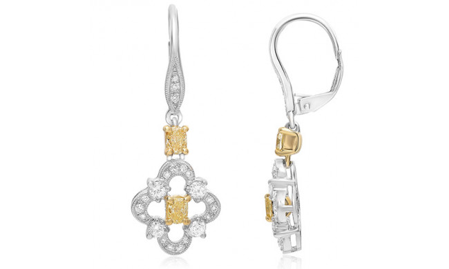 Roman & Jules 18k Two Tone Gold 1.31ctw Yellow and White Diamond Earrings - 1121-1