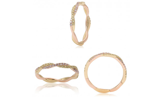 Roman & Jules 14k Two Tone Gold Pink and Yellow Diamond Twist Band - KR2381YR