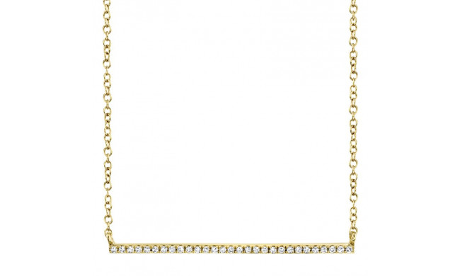 Shy Creation 14k Yellow Gold Diamond Bar Necklace - SC55001291