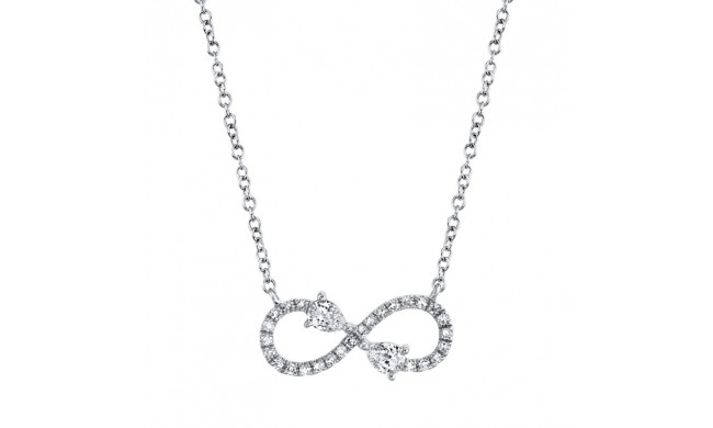 Shy Creation 14k White Gold Diamond Infinity Necklace - SC55019575