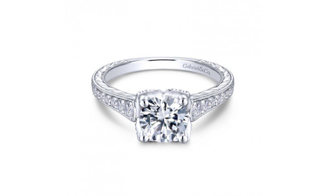 Gabriel & Co. 14k White Gold Victorian Straight Engagement Ring - ER13849R4W44JJ