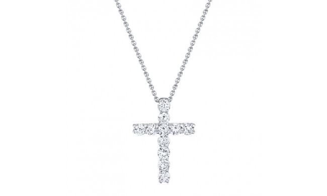 Shy Creation 14k White Gold Diamond Cross Necklace - SC37215657